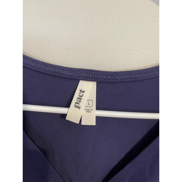 Pact Cotton Fit & Flare Crossover Dress In Eclipse Size Large Granola Girl - Picture 9 of 10